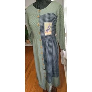 Vtg Alexandria Pierce Boho Maxi Dress‎ Artsy Teacher Sz Med Patchwork Prairie